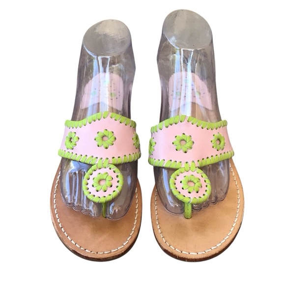 Jack Roger’s Pink Green Leather Sandals - Picture 2 of 13